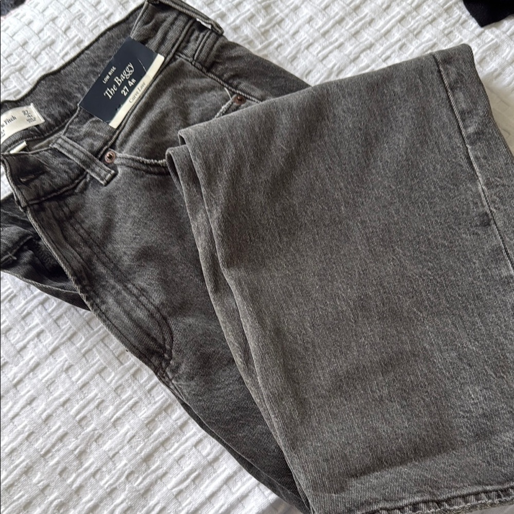 Abercrombie curve low rise baggy jeans grey